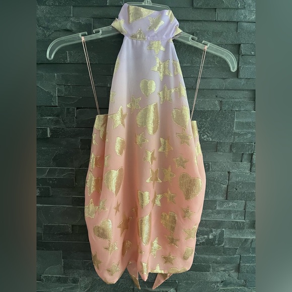 LoveShackFancy Boca Handkerchief Halter Top in color Sunset Orange Ombré sz M - Picture 14 of 16